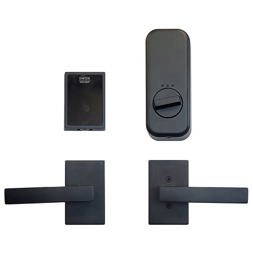 Emtek Combo Dumont Lever with Touchscreen Deadbolt Flat Black