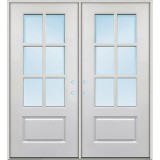 6-Lite 3/4 Lite Fiberglass Prehung Patio Double Door Unit