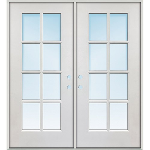 8-Lite Full Lite Fiberglass Prehung Patio Double Door Unit