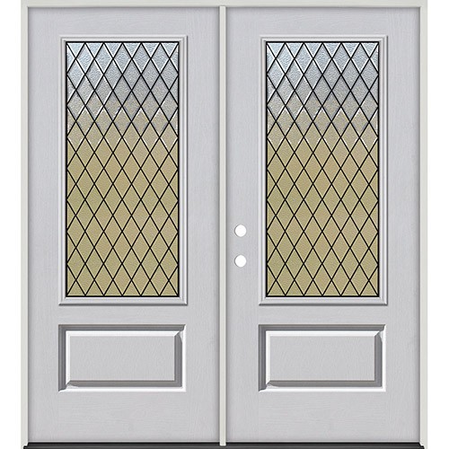 Diamond Granite 3/4 Lite Fiberglass Prehung Double Door Unit #373 Diamond Granite 3/4 Lite Fiberglass Prehung Double Door Unit #373