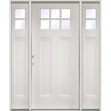Craftsman 6-Lite Fiberglass Prehung Door Unit with Sidelites