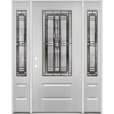 3/4 Lite Fiberglass Prehung Door Unit with Sidelites #277