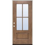 4-Lite Clear Forest Ash Fiberglass Prehung Door Unit #5204