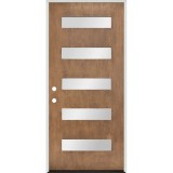 Modern 5-Lite Forest Ash Fiberglass Prehung Door Unit #375