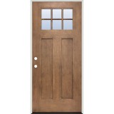Craftsman 6-Lite Forest Ash Fiberglass Prehung Door Unit #43