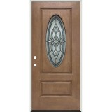 3/4 Oval Forest Ash Fiberglass Prehung Door Unit #16
