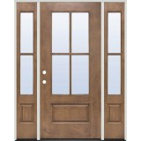 4-Lite Clear Forest Ash Fiberglass Prehung Door Unit with Sidelites #5204