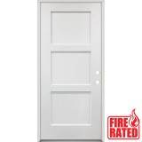 Fire Rated 3-Panel Shaker Fiberglass Prehung Door Unit
