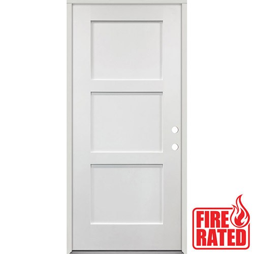 Fire Rated 3-Panel Shaker Fiberglass Prehung Door Unit