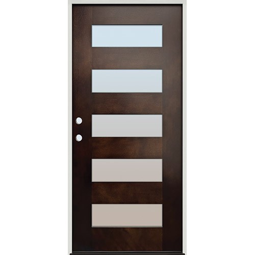 Modern 5-Lite Espresso Mahogany Prehung Wood Door Unit #EM305 Modern 5-Lite Espresso Mahogany Prehung Wood Door Unit #EM305