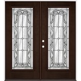 Full Lite Espresso Mahogany Prehung Double Wood Door Unit #292