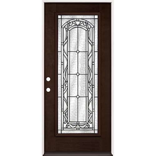 Full Lite Espresso Mahogany Prehung Wood Door Unit #292