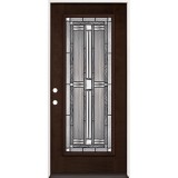 Full Lite Espresso Mahogany Prehung Wood Door Unit #297