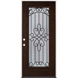 Full Lite Espresso Mahogany Prehung Wood Door Unit #299