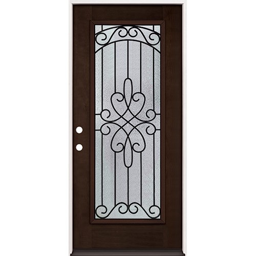 Full Lite Espresso Mahogany Prehung Wood Door Unit #299