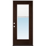 Full Lite Mini-blind Espresso Mahogany Prehung Wood Door Unit