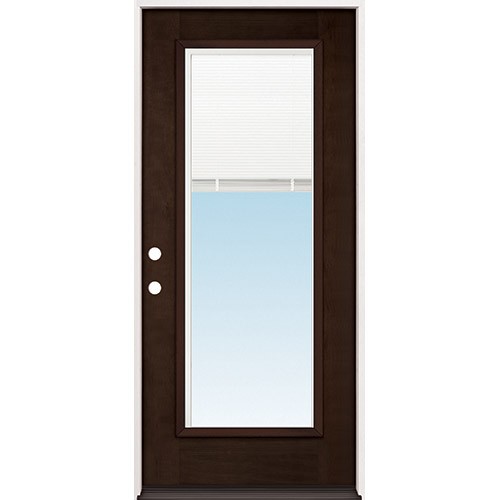 Full Lite Mini-blind Espresso Mahogany Prehung Wood Door Unit