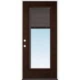 Slate Full Lite Mini-blind Espresso Mahogany Prehung Wood Door Unit