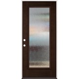 Privacy Glass Full Lite Espresso Mahogany Prehung Wood Door Unit