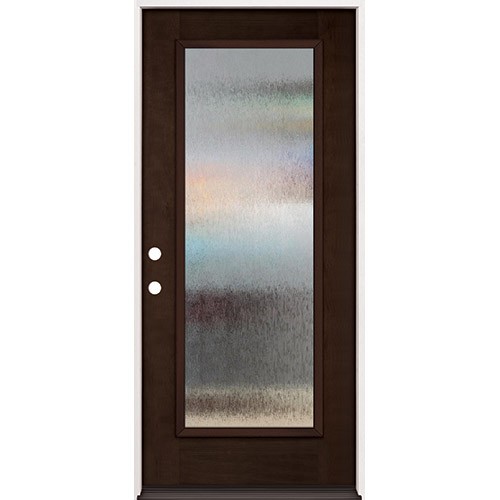 Privacy Glass Full Lite Espresso Mahogany Prehung Wood Door Unit