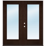 Full Lite Clear Low-E Espresso Mahogany Prehung Double Wood Door Unit