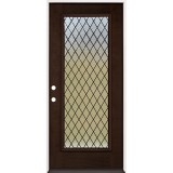 Diamond Granite Full Lite Espresso Mahogany Prehung Wood Door Unit #393