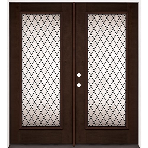 Diamond Full Lite Espresso Mahogany Prehung Double Wood Door Unit #394 Diamond Full Lite Espresso Mahogany Prehung Double Wood Door Unit #394