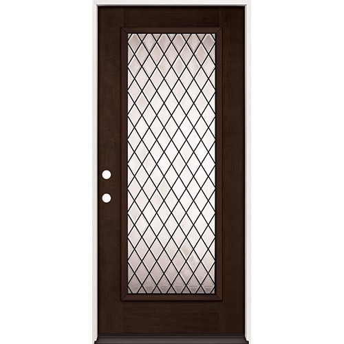 Diamond Full Lite Espresso Mahogany Prehung Wood Door Unit #394