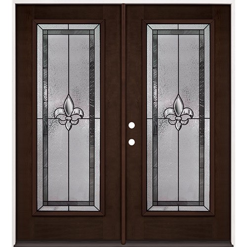 Fleur-de-lis Full Lite Espresso Mahogany Prehung Double Wood Door Unit #84 Fleur-de-lis Full Lite Espresso Mahogany Prehung Double Wood Door Unit #84