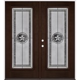 Texas Star Full Lite Espresso Mahogany Prehung Double Wood Door Unit #90