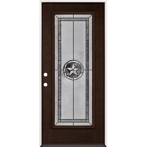 Texas Star Full Lite Espresso Mahogany Prehung Wood Door Unit #90
