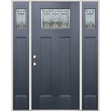 Craftsman Fiberglass Prehung Door Unit with Sidelites in Slate Gray Finish #234