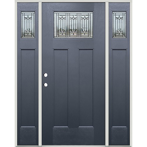 Craftsman Fiberglass Prehung Door Unit with Sidelites in Slate Gray Finish #234