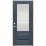 Modern 3/4 Lite Fiberglass Prehung Door Unit in Slate Gray Finish #259