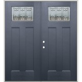 Craftsman Fiberglass Prehung Double Door Unit in Slate Gray Finish #234