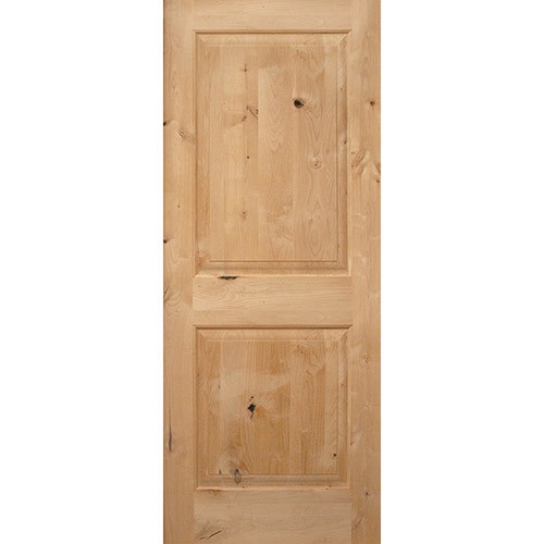 Interior 6'8" x 1-3/4" 2-Panel Square Top Knotty Alder Wood Door Slab Interior 6'8" x 1-3/4" 2-Panel Square Top Knotty Alder Wood Door Slab
