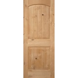 Interior 6'8" x 1-3/4" 2-Panel Arch V-Groove Knotty Alder Wood Door Slab