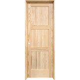 6'8" Tall 3-Panel Shaker Pine Interior Wood Door with Jamb Kit