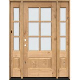 6-Lite Low-E Knotty Alder Prehung Wood Door Unit with Sidelites
