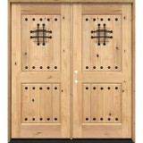 Rustic Knotty Alder Wood Square Top Double Door Unit with Speakeasy #UK240