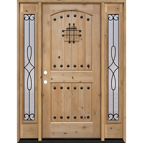 Rustic Knotty Alder Wood Door Unit with #299 Sidelites #UK20 Rustic Knotty Alder Wood Door Unit with #299 Sidelites #UK20