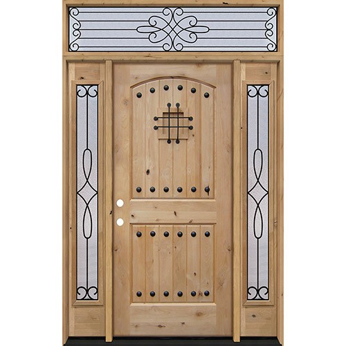 Rustic Knotty Alder Wood Door Unit with #299 Transom #UK20