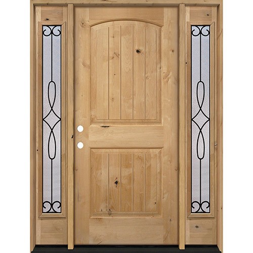 Rustic Knotty Alder Wood Door Unit with #299 Sidelites #UK25 Rustic Knotty Alder Wood Door Unit with #299 Sidelites #UK25