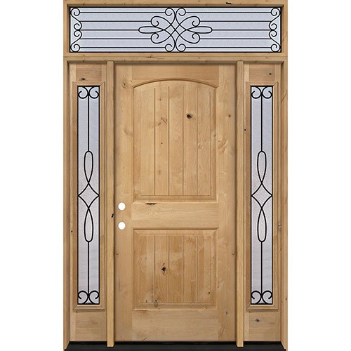 Rustic Knotty Alder Wood Door Unit with #299 Transom #UK25