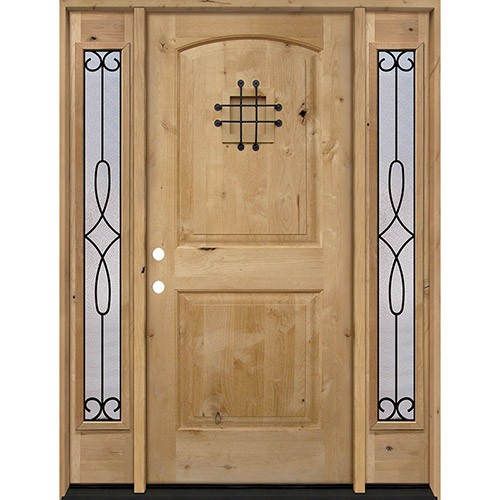 Rustic Knotty Alder Wood Door Unit with #299 Sidelites #UK26 Rustic Knotty Alder Wood Door Unit with #299 Sidelites #UK26