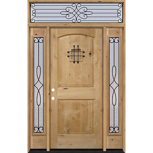 Rustic Knotty Alder Wood Door Unit with #299 Transom #UK26