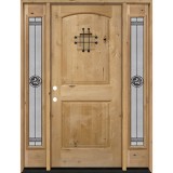 Rustic Knotty Alder Wood Door Unit with #90 Star Sidelites #UK26