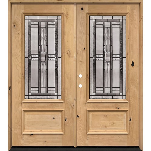 3/4 Lite Knotty Alder Wood Double Door Unit #277