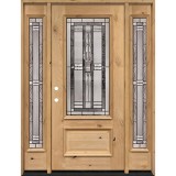 3/4 Lite Knotty Alder Wood Door Unit with Sidelites #277