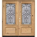 3/4 Lite Knotty Alder Wood Double Door Unit #279